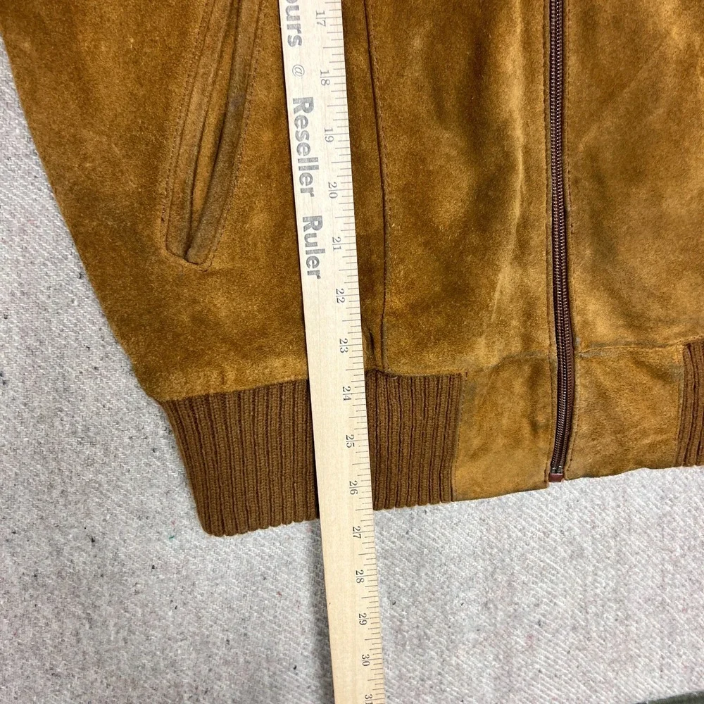 Vintage Sears Suede Wool Sweater Mens Medium Brown 1970s Full Zip - Picture 6 of 7